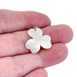 Silver Tone Mother of Pearl Three-Leaf Clover Pendant